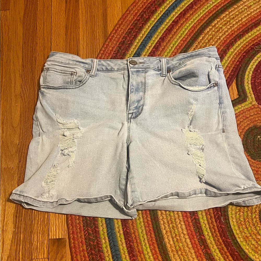 Maurices Blue Jean Shorts Distressed Raw Hem